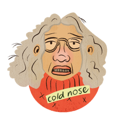 Older white woman with cold nose