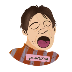 Asian man yawning