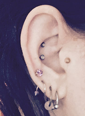 Ear with piercings