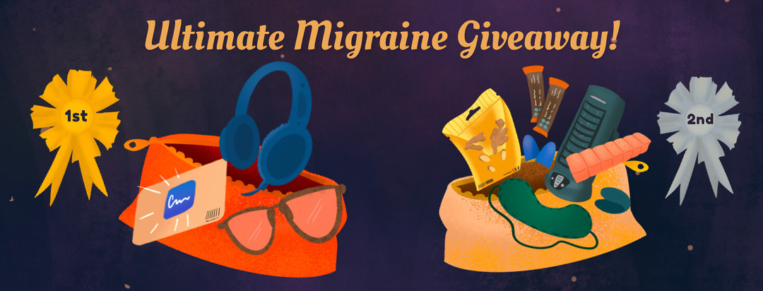 Migraine 10 Year Giveaway care packages grand prize and second prize.