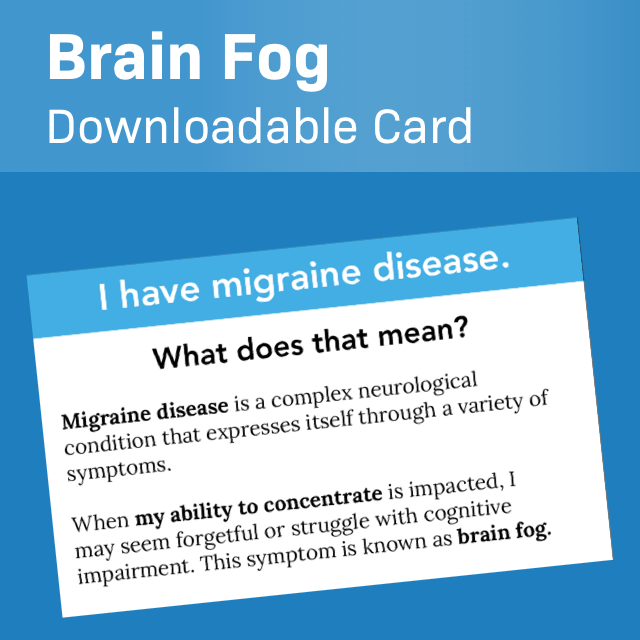 Downloadable prompt for migraine card suited to brain fog.